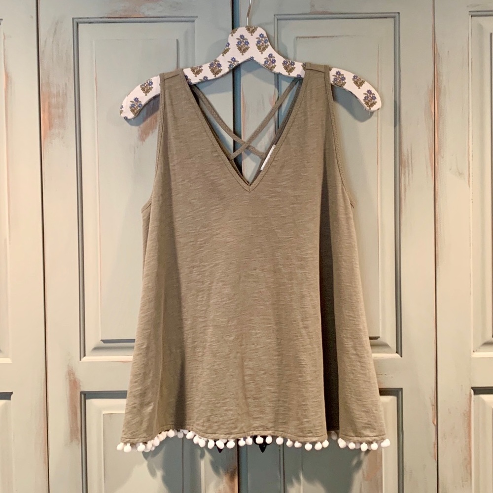 Anthropologie Pom Pom Tank Top